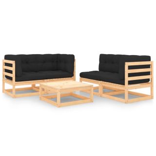 5-osaline aiamööbli komplekt patjadega, männipuit