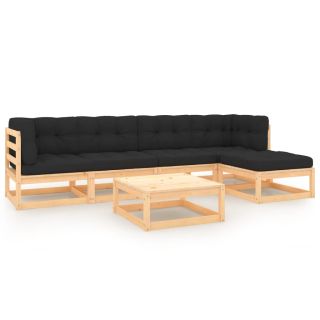 6-osaline aiamööbli komplekt patjadega, männipuit