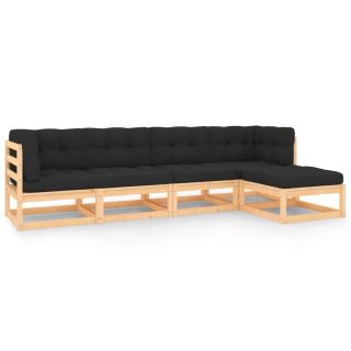 5-osaline aiamööbli komplekt patjadega, männipuit