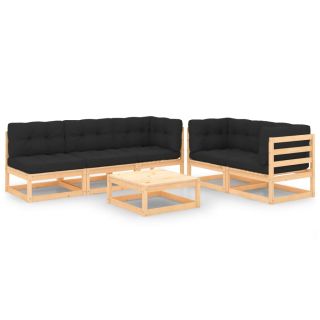 6-osaline aiamööbli komplekt patjadega, männipuit