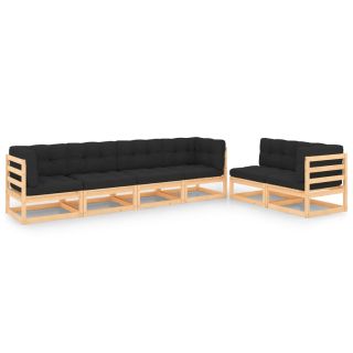6-osaline aiamööbli komplekt patjadega, männipuit