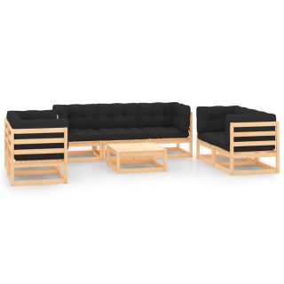 8-osaline aiamööbli komplekt patjadega, männipuit