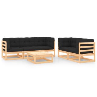 6-osaline aiamööbli komplekt patjadega, männipuit