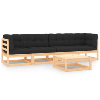 5-osaline aiamööbli komplekt patjadega, männipuit