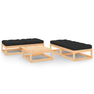 5-osaline aiamööbli komplekt patjadega, männipuit
