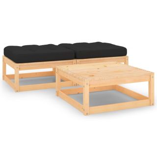 3-osaline aiamööblikomplekt istmepatjadega, männipuit