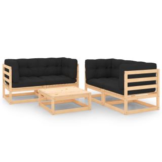 5-osaline aiamööbli komplekt patjadega, männipuit