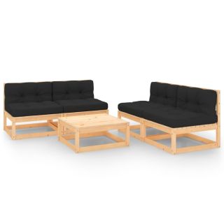 5-osaline aiamööbli komplekt patjadega, männipuit