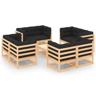 9-osaline aiamööbli komplekt patjadega, toekas männipuit
