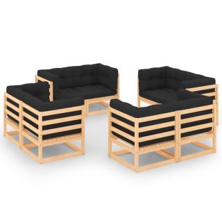 8-osaline aiamööbli komplekt patjadega, männipuit