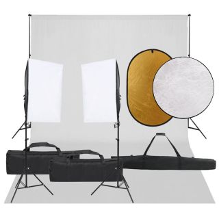 fotostuudio komplekt valgustuse, taustapildi ja reflektoriga