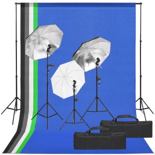 fotostuudio komplekt valgustuse ja taustapildiga