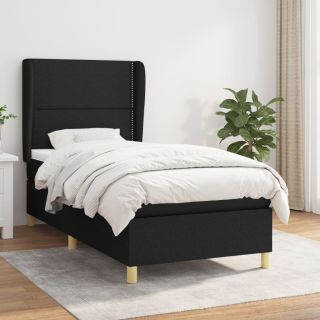 континентальная кровать с матрасом, черная, 90x200 см, ткань