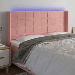 LED-voodipeats, roosa, 183x16x118/128 cm, samet