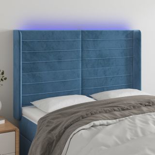 LED-voodipeats, tumesinine, 147x16x118/128 cm, samet
