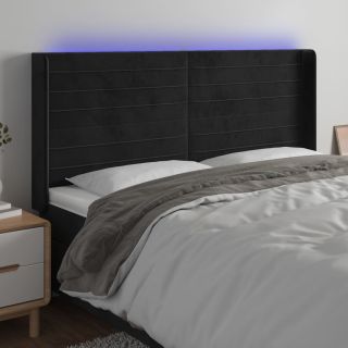 LED-voodipeats, must, 183x16x118/128 cm, samet