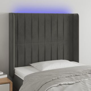 LED-voodipeats, tumehall, 83x16x118/128 cm, samet