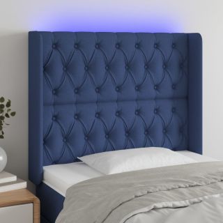 LED-voodipeats, sinine, 103x16x118/128 cm, kangas