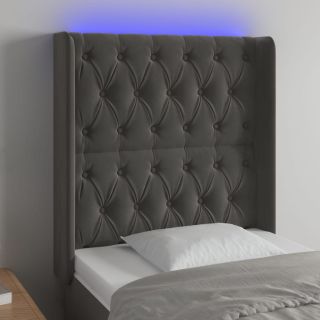 LED-voodipeats, tumehall, 83x16x118/128 cm, samet