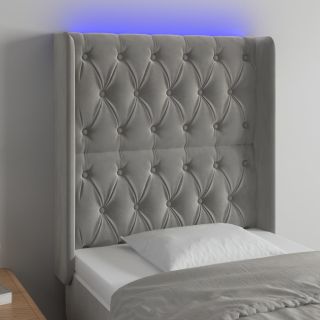 LED-voodipeats, helehall, 83x16x118/128 cm, samet