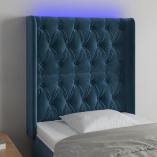 LED-voodipeats, tumesinine, 83x16x118/128 cm, samet