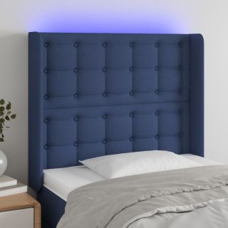 LED-voodipeats, sinine, 93x16x118/128 cm, kangas