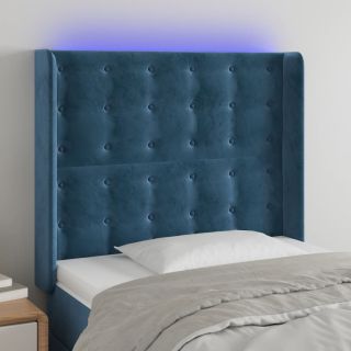 LED-voodipeats, tumesinine, 83x16x118/128 cm, samet