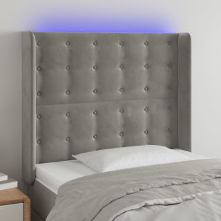 LED-voodipeats, helehall, 93x16x118/128 cm, samet