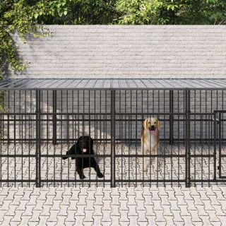 Клетка для собак с крышей, сталь, 7,51 м²