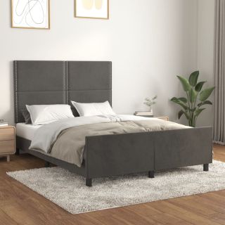 voodiraam ilma madratsita, tumehall, 140x190 cm, samet