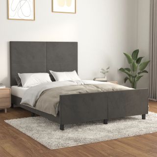 voodiraam ilma madratsita, tumehall, 140x190 cm, samet