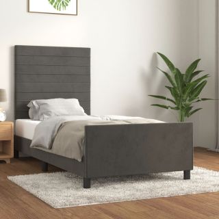 voodiraam ilma madratsita, tumehall, 100x200 cm, samet