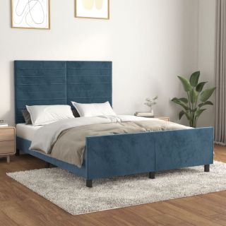 Voodiraam ilma Madratsita Tumesinine 140x190 cm samet