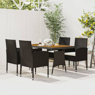 5-osaline aiamööblikomplekt, polürotang, must