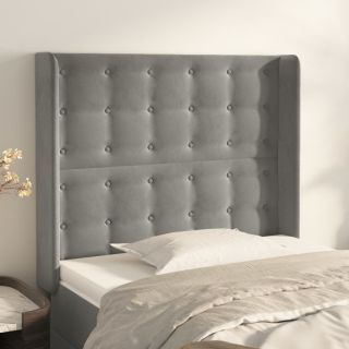 voodipeats servadega, helehall, 93x16x118/128 cm, samet