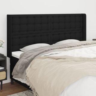 voodipeats servadega, must, 183x16x118/128 cm, kangas