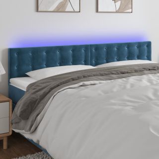 LED-voodipeats, tumesinine, 160x5x78/88 cm, samet