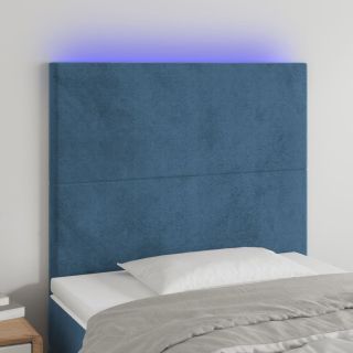 Изголовье со светодиодной подсветкой, темно-синее, 100x5x118/128 см, бархат