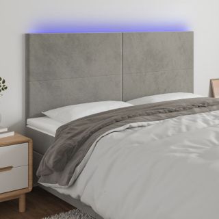 LED-voodipeats, helehall, 180x5x118/128 cm, samet