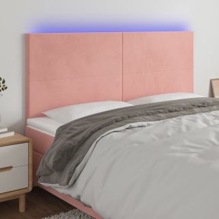 LED-voodipeats, roosa, 180x5x118/128 cm, samet