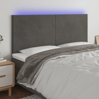 LED-voodipeats, tumehall, 200x5x118/128 cm, samet