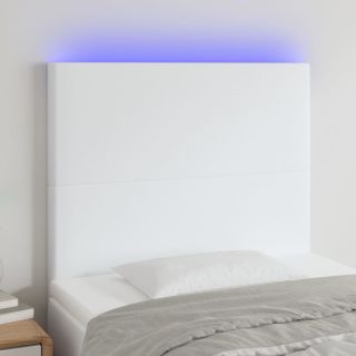 LED-voodipeats, valge, 80x5x118/128 cm, kunstnahk