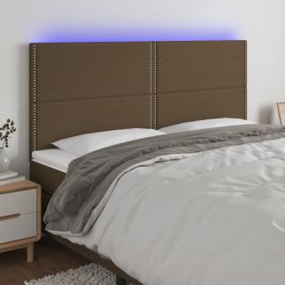 LED-voodipeats, tumepruun, 200x5x118/128 cm, kangas