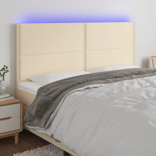 LED-voodipeats, kreemjas, 200x5x118/128 cm, kangas