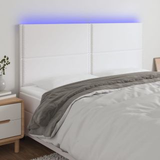 LED-voodipeats, valge, 200x5x118/128 cm, kunstnahk