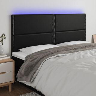 LED-voodipeats, must, 200x5x118/128 cm, kunstnahk