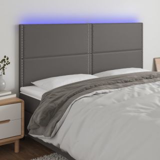 LED-voodipeats, hall, 200x5x118/128 cm, kunstnahk