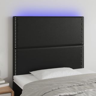 LED-voodipeats, must, 90x5x118/128 cm, kunstnahk
