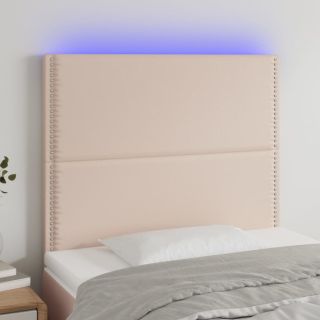 LED-voodipeats, Cappuccino, 90x5x118/128 cm, kunstnahk