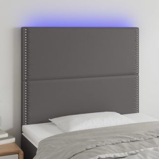 LED-voodipeats, hall, 100x5x118/128 cm, kunstnahk